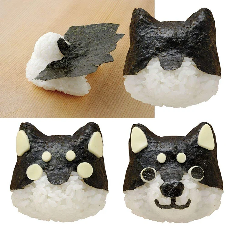
Bento Rice Onigiri Mold Shaper and Nori Seaweed Cutter Set - CUTE DOG PUPPY 