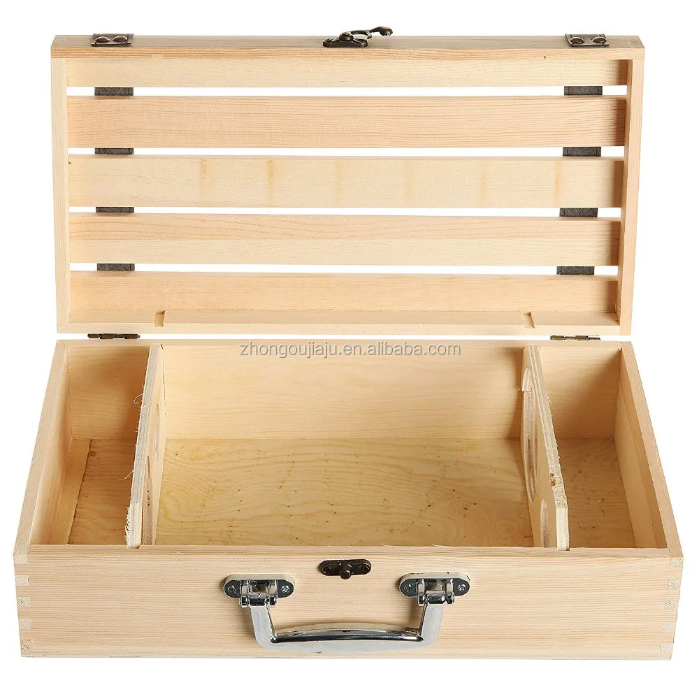 Natural Wood Crate 2 Wine Bottle Travel Storage Box / Display Case