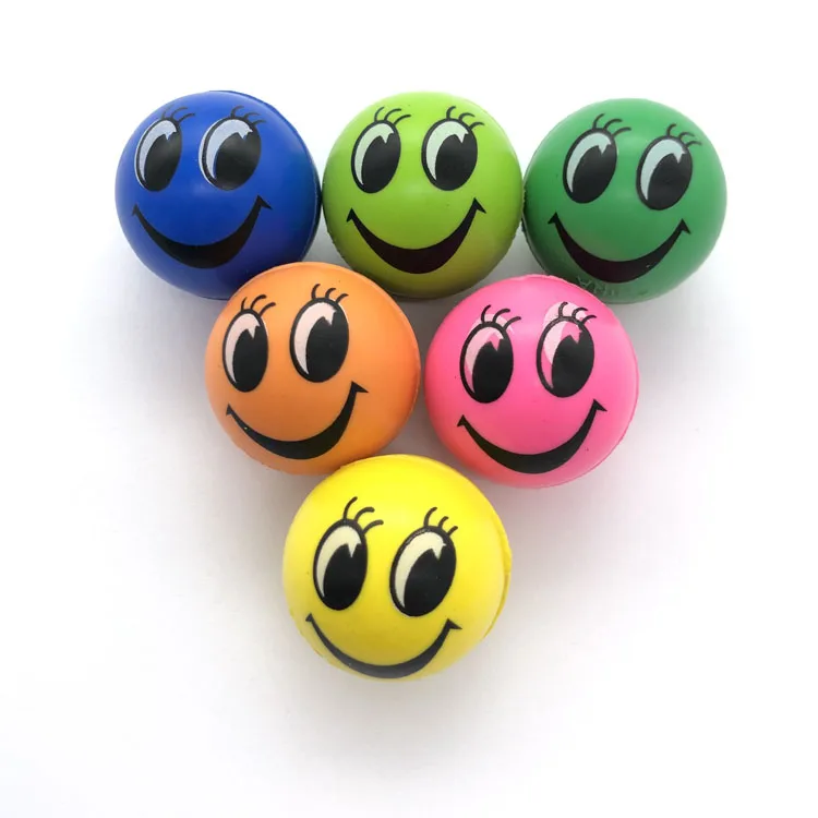 solid color rubber smile face bounce jump ball toy for kids