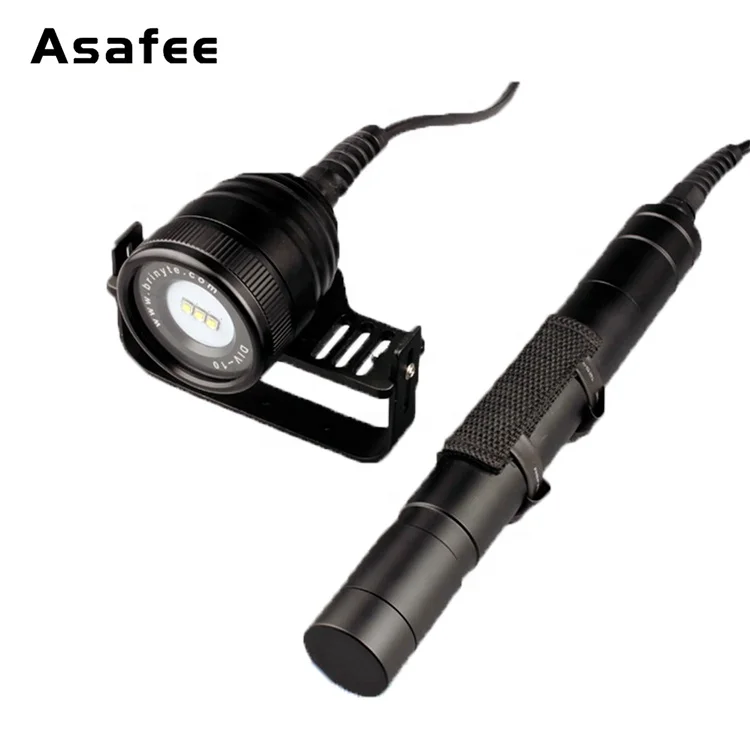 Asafee 10 Degree XM-L2 U4 Waterproof LED 26650 Underwater Cave Dive Primary Light Canister Diving Torch