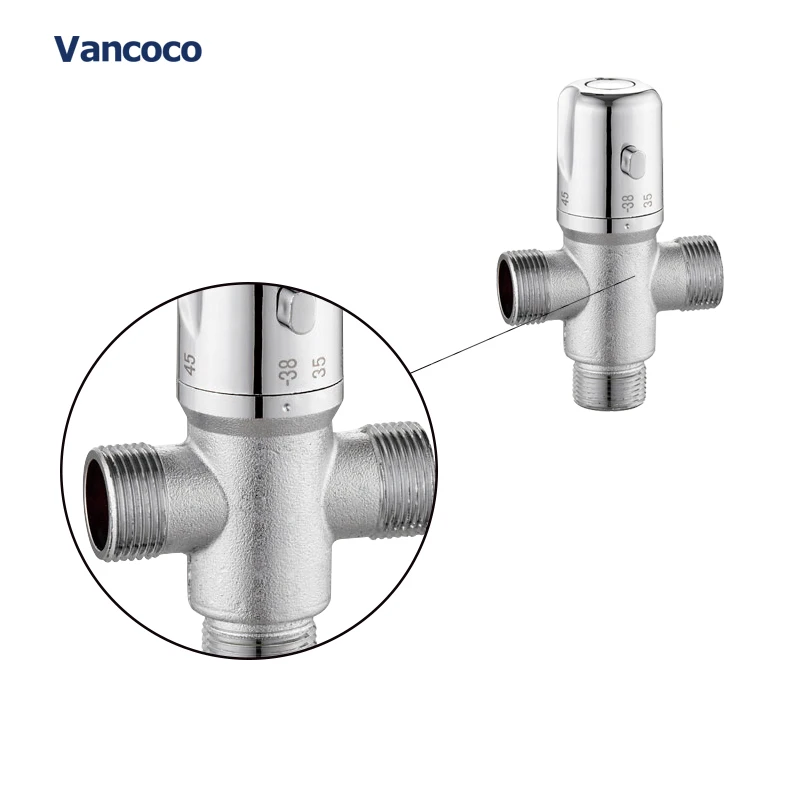 Vancoco YK135H nickel plated 3 way thermostatic mixing valve