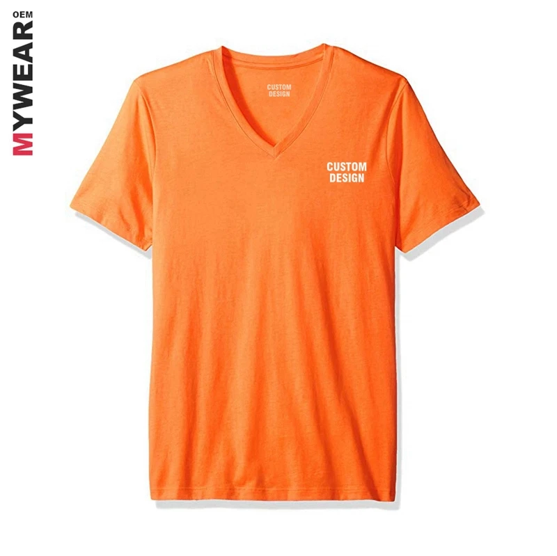 Mens peruvian pima cotton shirt blank custom printing design orange t shirt oem