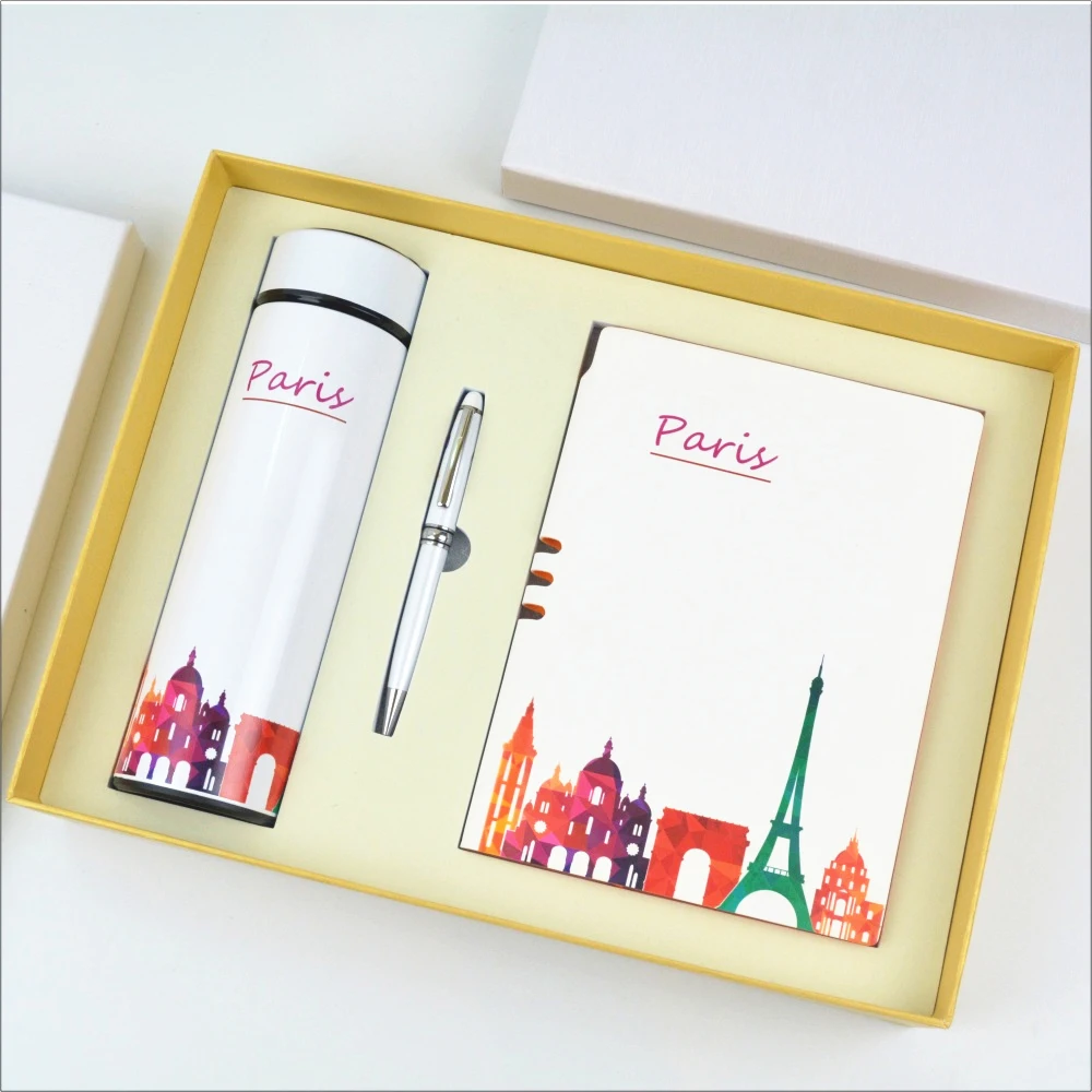 Набор подарочных коробок от производителя, блокнот с индивидуальным логотипом, блокнот с индивидуальным блокнотом, Термокружка с ручкой в подарок