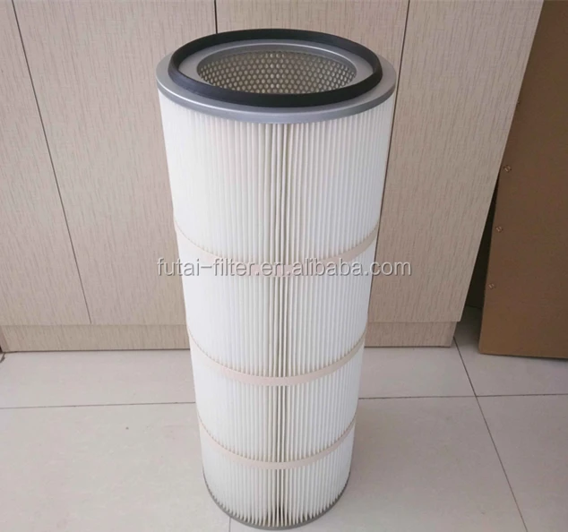 Futai 0.3um spunbonded polyester cylinder pleated self cleaning air filter cartridge