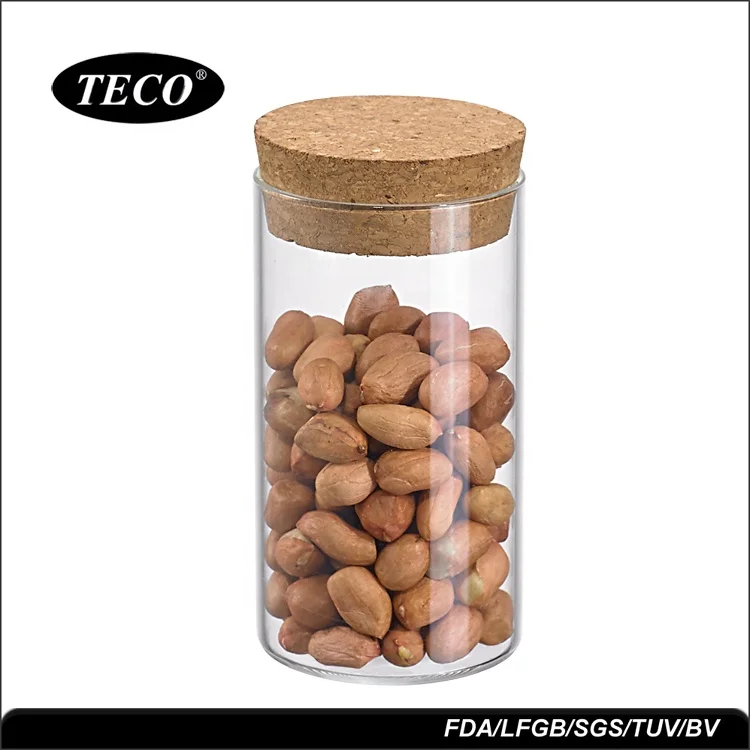 Manufacturer Transparent Hermetic Food Cookie Honey Glass Jar Wholesale With Cork Lid