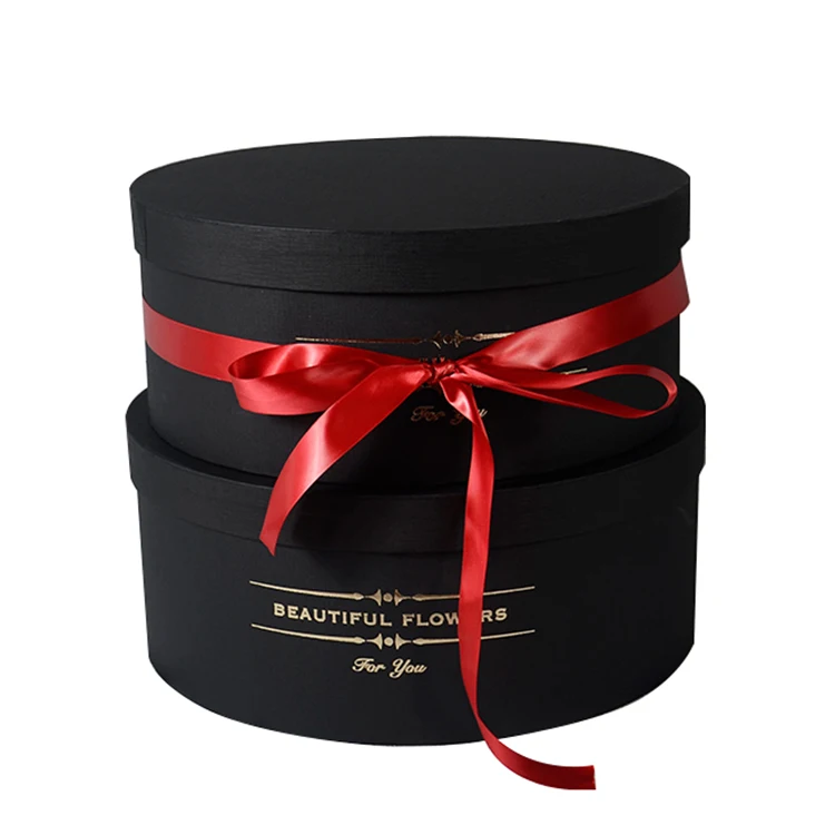Black Cylinder Flower Box Wholesale Large Cardboard Round Cylinder Flower Paper Box For Flower