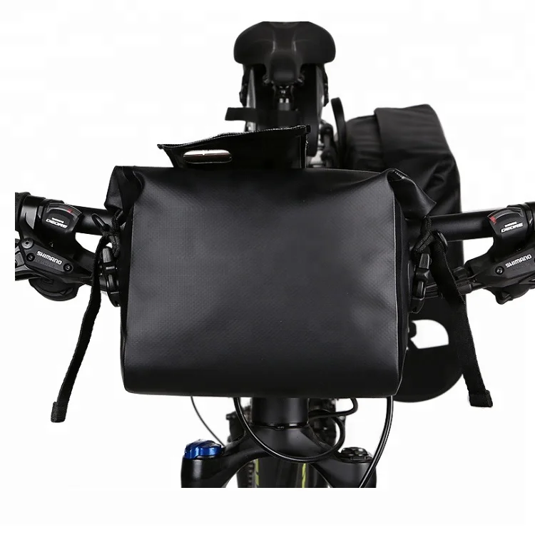 Cycling Quick-Release Front Basket Frame Pouch PVC Tube Bag, Roll Top Front Handle Bar Waterproof Bicycle Pannier Bag