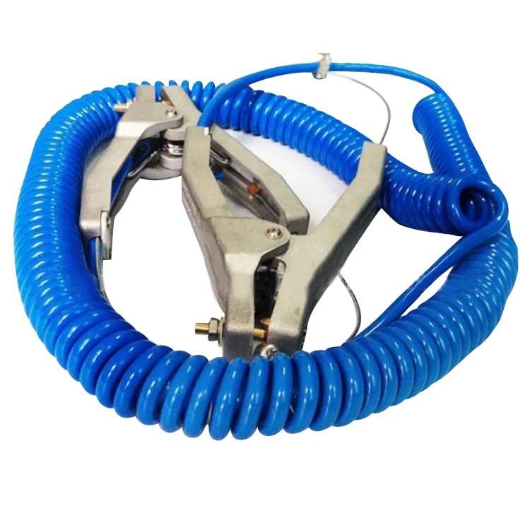 protection anti-static clamp with spiral cable spring cable, anti static coil cable