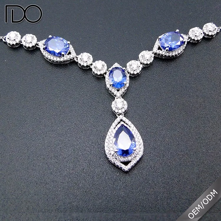 Tanzanite Cz Necklace 925 Silver Blue Tanzanite Gemstone Designs Jewelry Women Gift Necklace