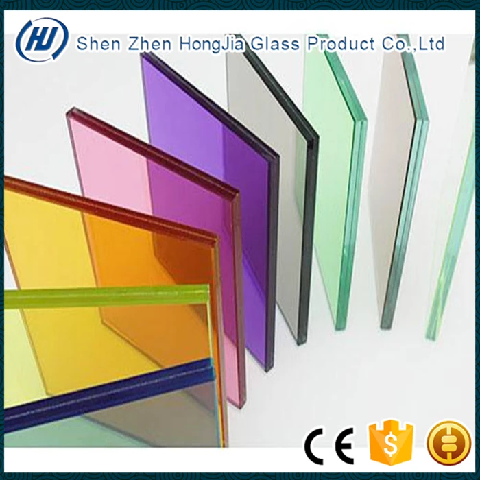 Different thickness colored tempered laminated glass for decoration