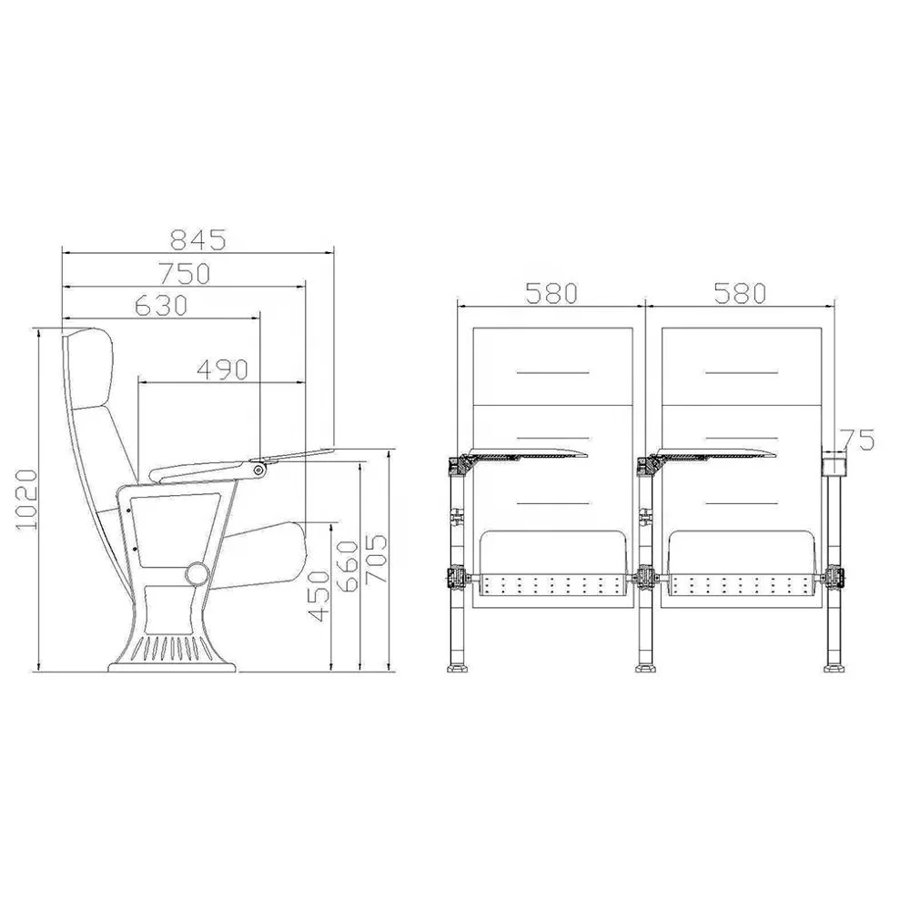 Used aluminum chair theater seating lecture hall chair China factory directly for sale