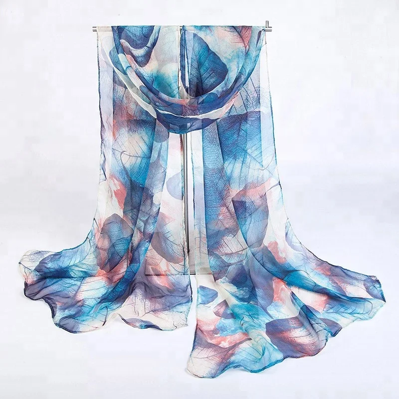 cheap leaf head japanese scarf women bulk silk scarves