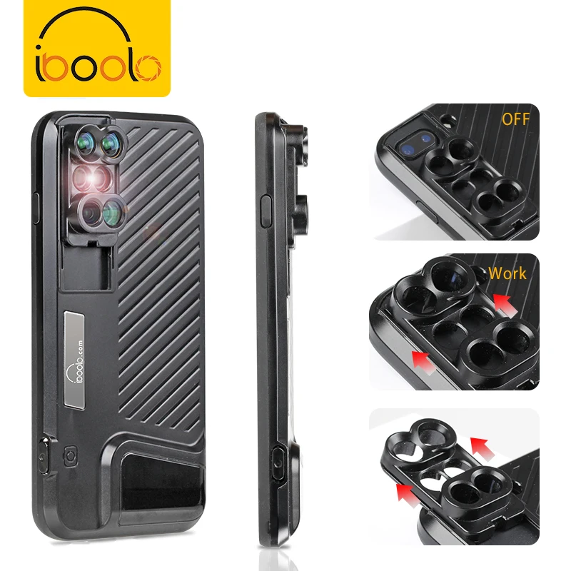 Iboolo Марка 6 in1 Популярные камера 6 в 1 широкий угол рыбий телефото макро объектив Комплект для iphone 7 плюс