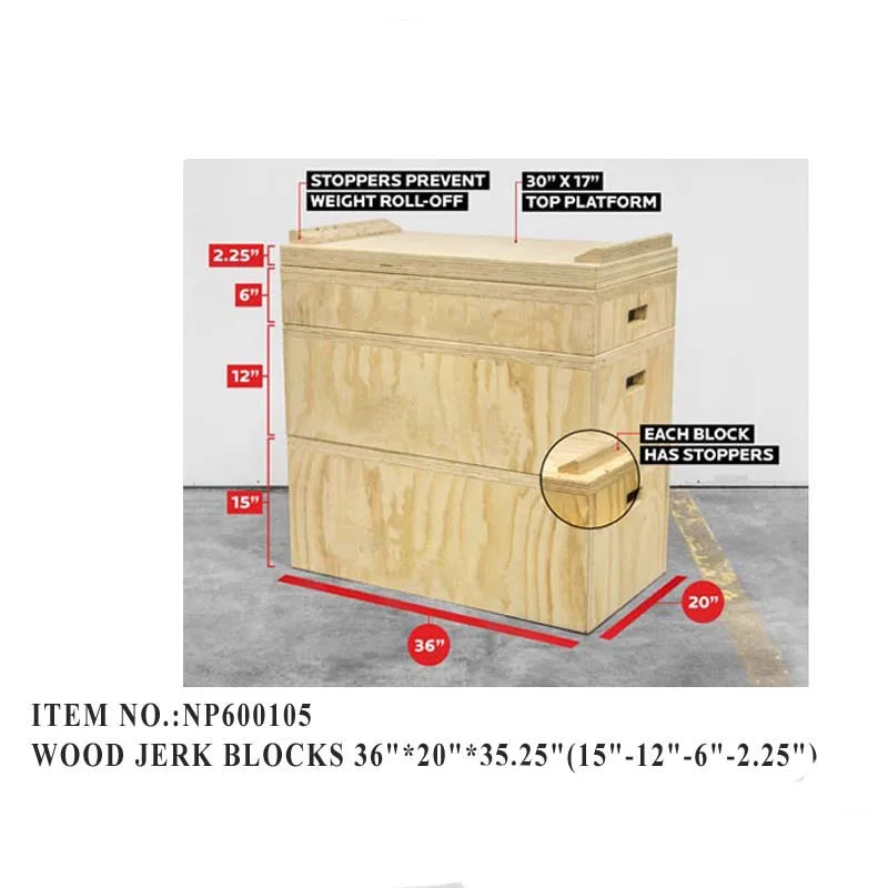 Adjustable Durable Crossfit Weight Lifting Wooden Jerk Blocks