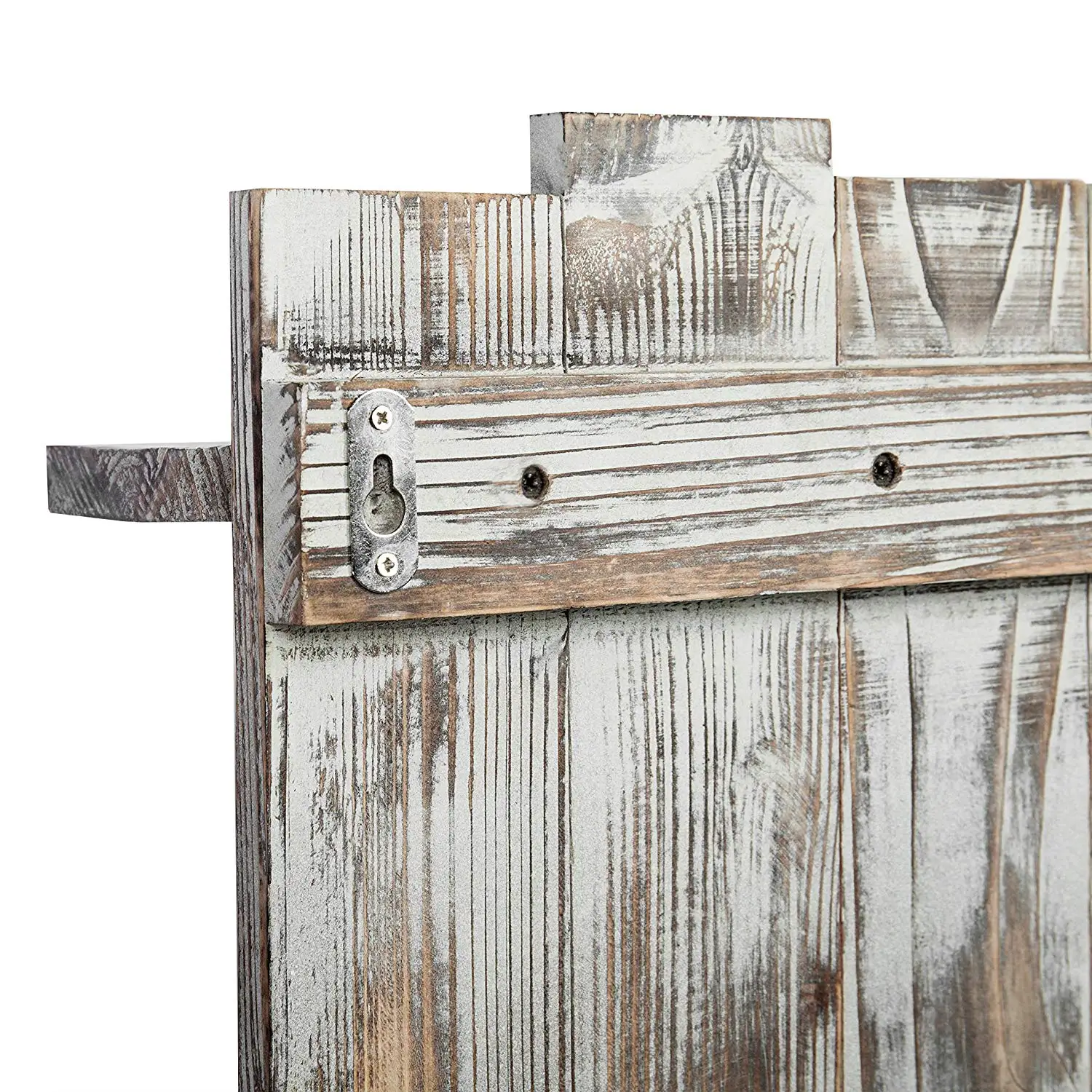 Rustic Torched Wood Pallet-Style Wall Mounted 3-Tier Decorative Display Shelf