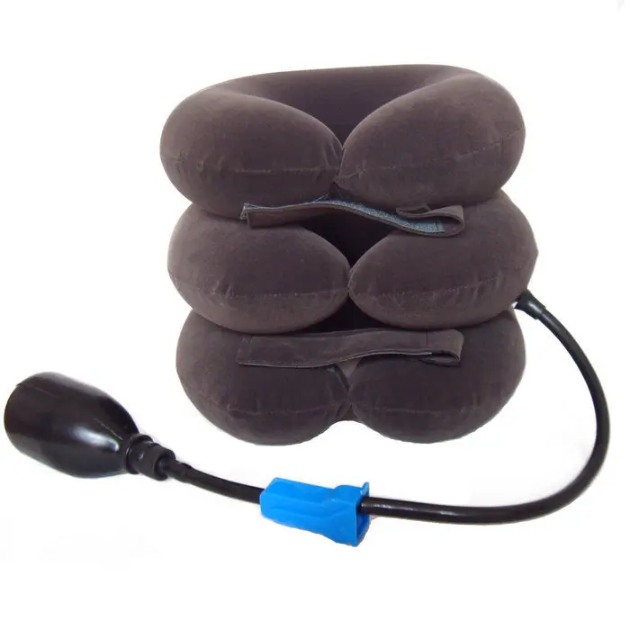 Adjustable flannel air neck brace traction inflatable cervical collar brace pillow