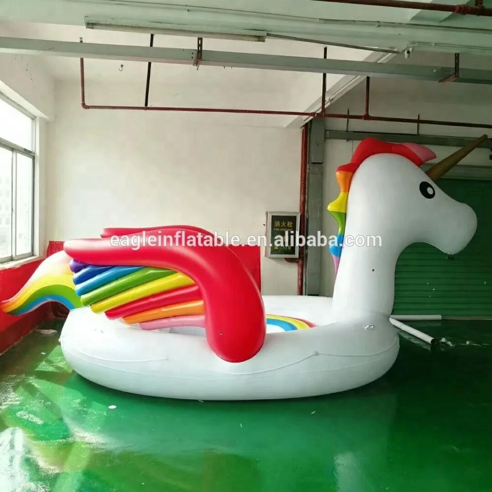 Water partk and beach sea side toy newest huge 6 person inflatable Unicorn Party Bird water Island