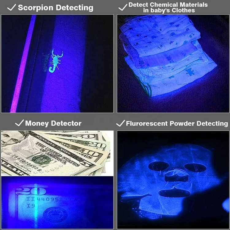 Mini focus zoomable tactical flashlight 365nm 395nm UV torch led black light for Dog Cat Urine Pet Stains and Bed Bug