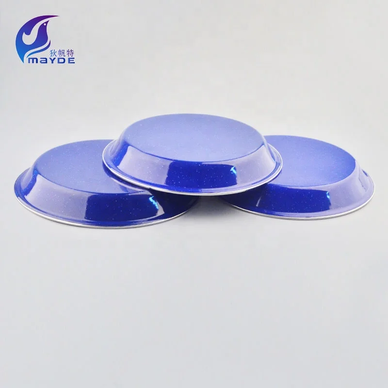 Round cast iron blue enamel dish pan dinner plates restaurant 10cm 15cm 20cm enamel dinner plate