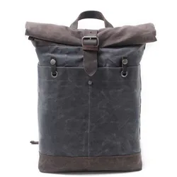 16950 wholesale custom logo vintage waxed waterproof roll up canvas men backpack , canvas bag