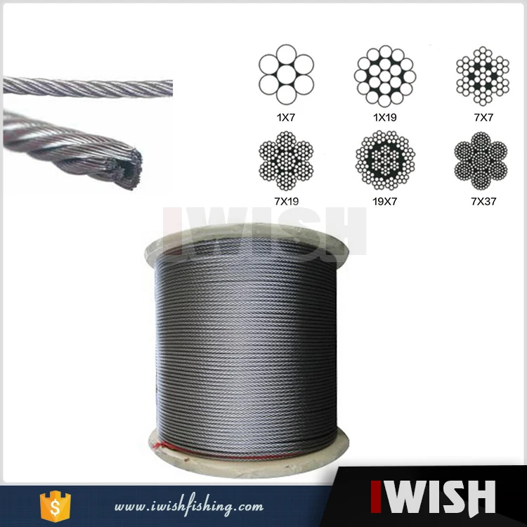 Nylon Coated 7X7 304 Stainless Aircraft 1000 Feet Leader Wire For Fishing Rigs