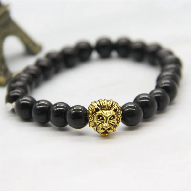 DIY Knit Suit Leather Bracelet Braided Knot Combination, Ceramic Bead Lion GOLD  Eye Hook