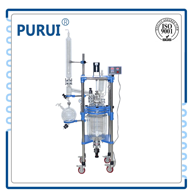 10l стеклянный реактор с боросиликатного стекла змеевика конденсатора