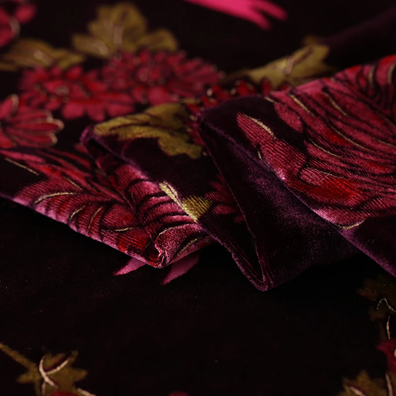 Цветочный принт вискоза шелк Бархат выгорание ткань
