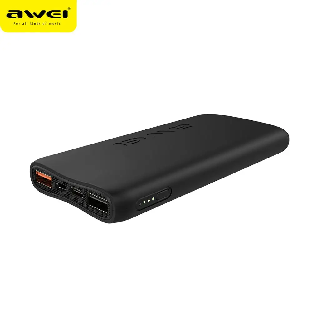 Original  factory Awei fast charging cute portable power bank 10000mAh with dual usb output