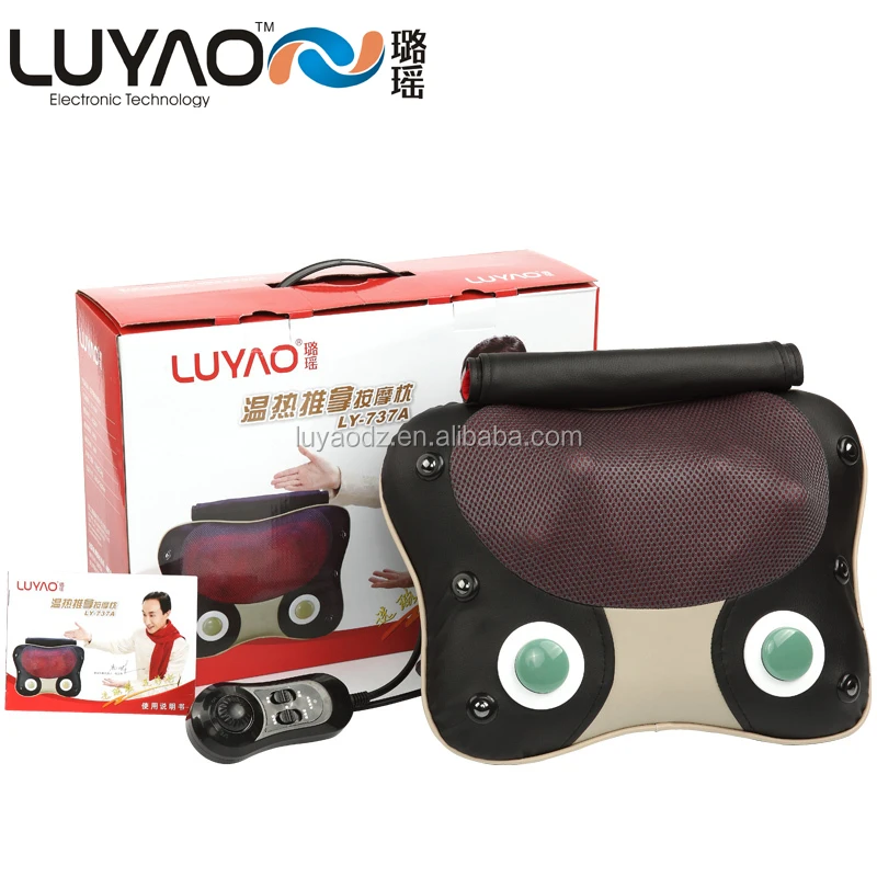 Hot deep-sea magnet stone back neck shiatsu and tapping massage pillow with heating  LY-737A