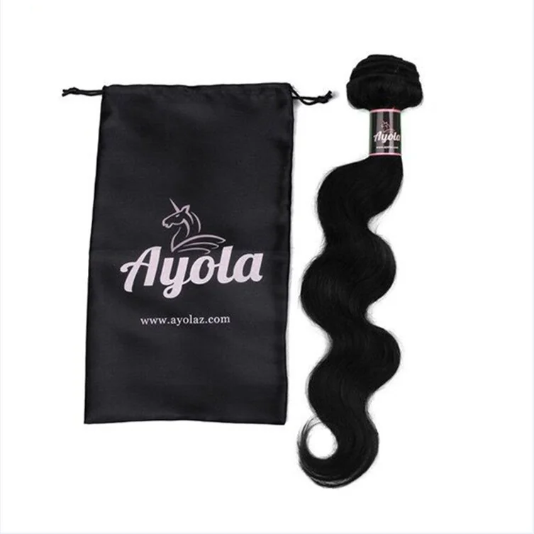 Virgin Hair Packaging Bag with Drawstring Hair Extension Bundles Satin Bag