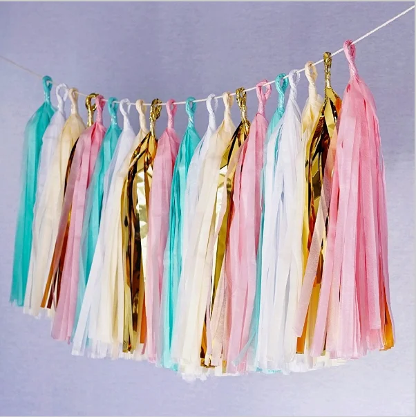 
High quality handmade DIY tissue paper tassel garland 