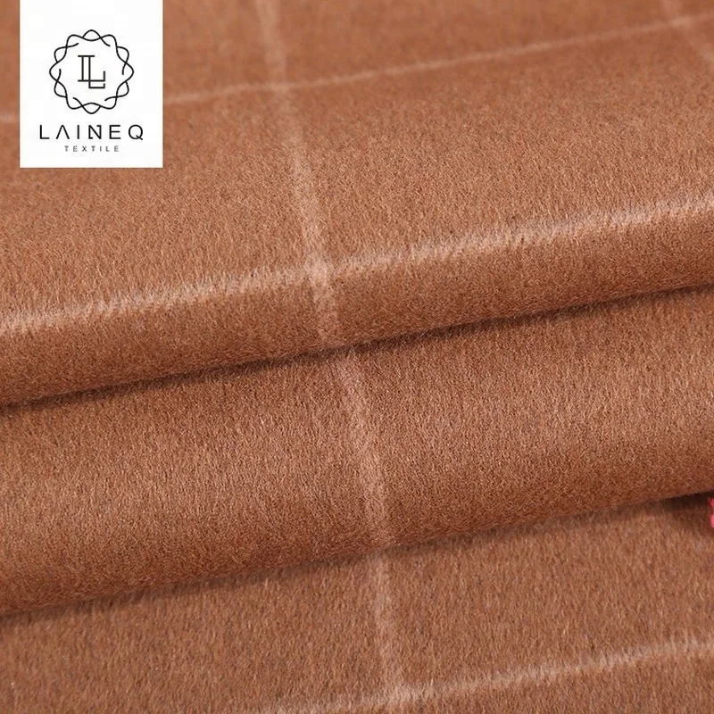 STOCK checked pattern 50% wool thick fabric for winter overcoat garment