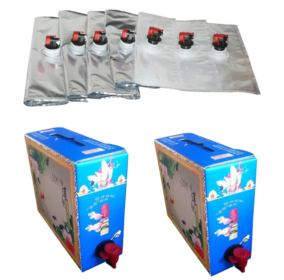 Customize Logo 5l 10l 20l Resealable Plastic Stand Up Wine Beverage Aseptic Bags Syrup Valve Pouches Dispenser Bag In Box Filler