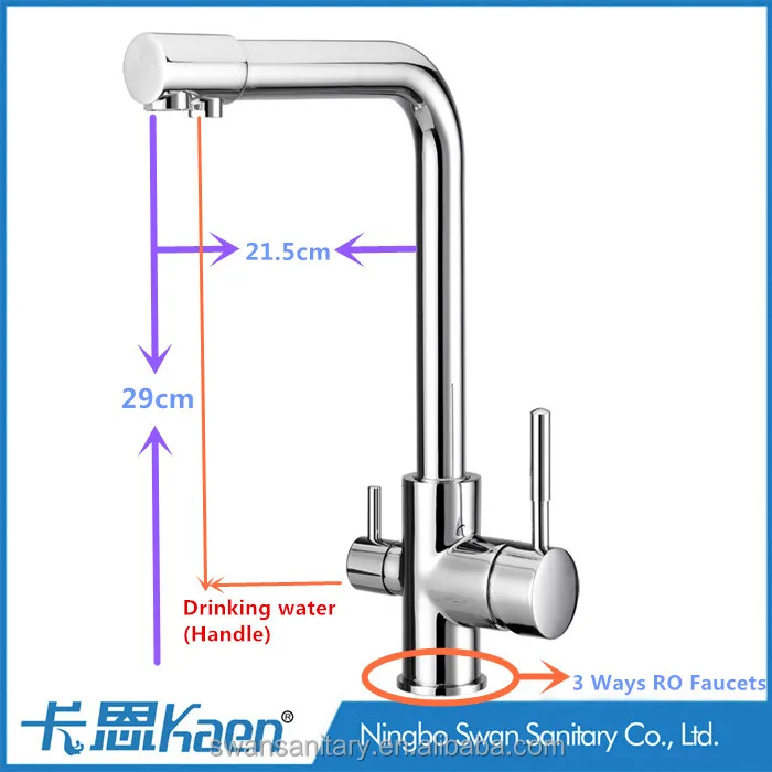 
Wholesale Suppliers Dual Handle Kitchen Chrome 3 Way Ro Water Filter Ridge Kitchen Faucet 