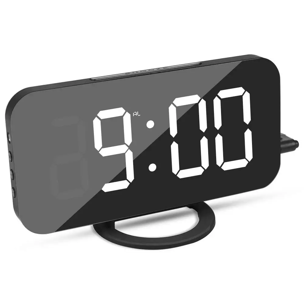Amazon Hot Selling 2018 Digital LED Mirror Alarm Clock with USB Charger