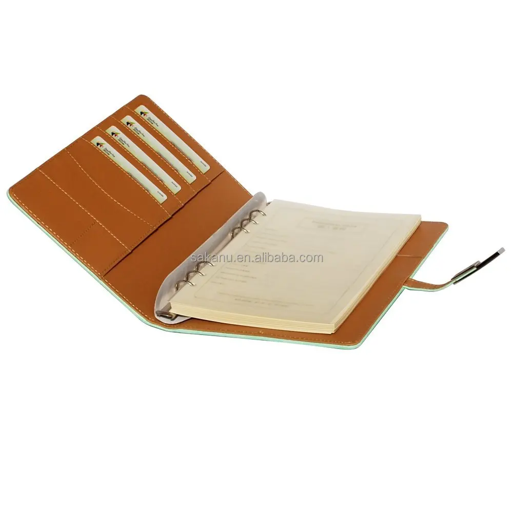 customize wholesale A5 ring binder pu/faux leather notebook diary