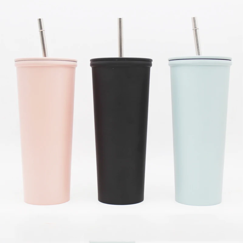 20oz Stainless Steel Skinny Tumbler With Straw Custom Design Sublimation Printing Water Bottle Stainless Steel Straw Tumbler