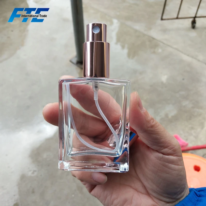 Rose Gold Perfume Bottle 30ml 50ml 100ml Rectangular Screw Neck Perfume Bottle