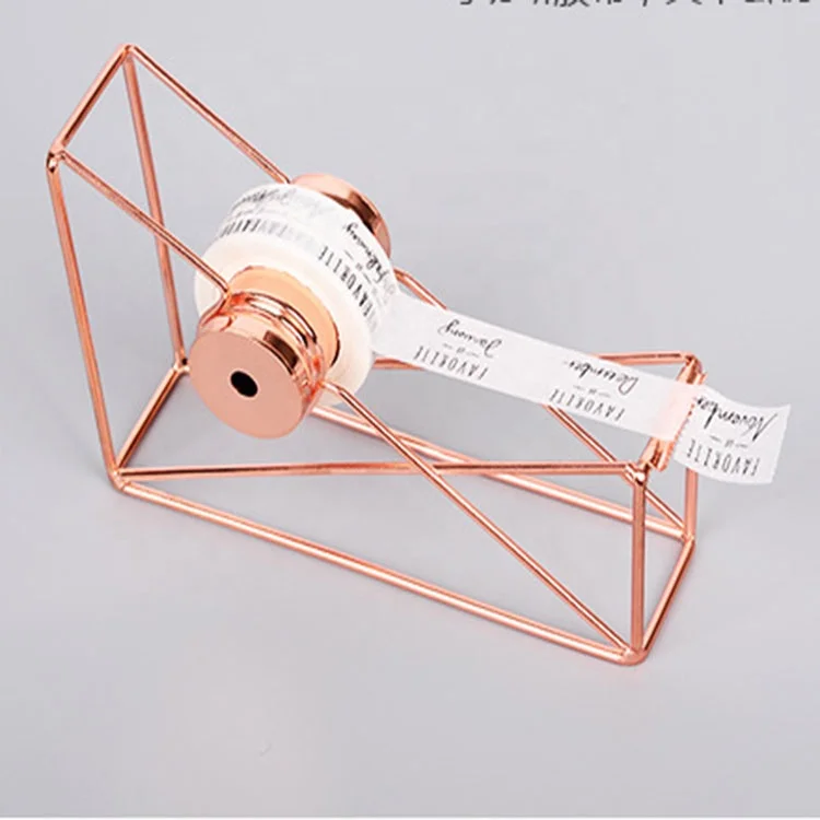 
Novelty Hand Welded Plating Process Rose Gold Iron Office Desktop Automatic Tape Dispenser 