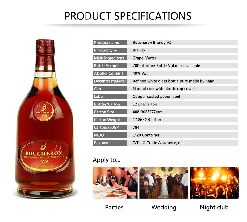 Top sale VS brandy with factory price certificated brandy factory price