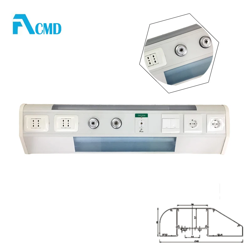 Frosted Hospital Bed Head Unit With Light