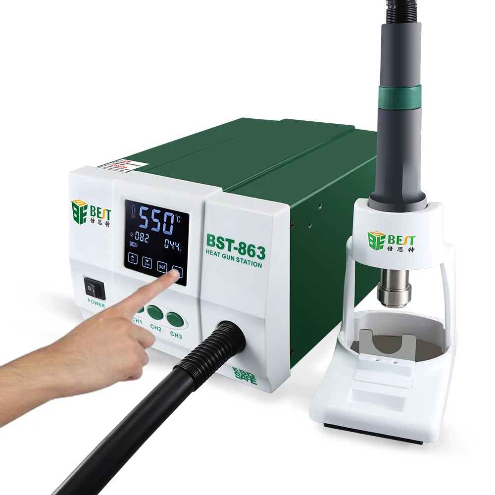 
Factory Direct 1200W Digital Touch Screen Display Smd Hot Air Rework station Hot Air Blower soldering station 
