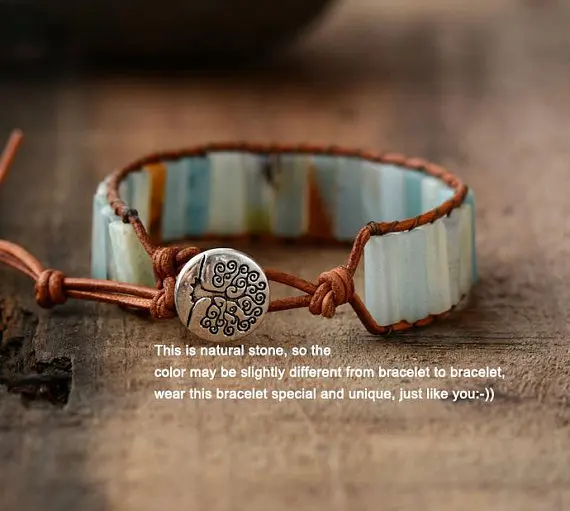 Fashion Amazon beads Bracelet Leather Wrap Bracelet Cuff Bracelet Jewelry