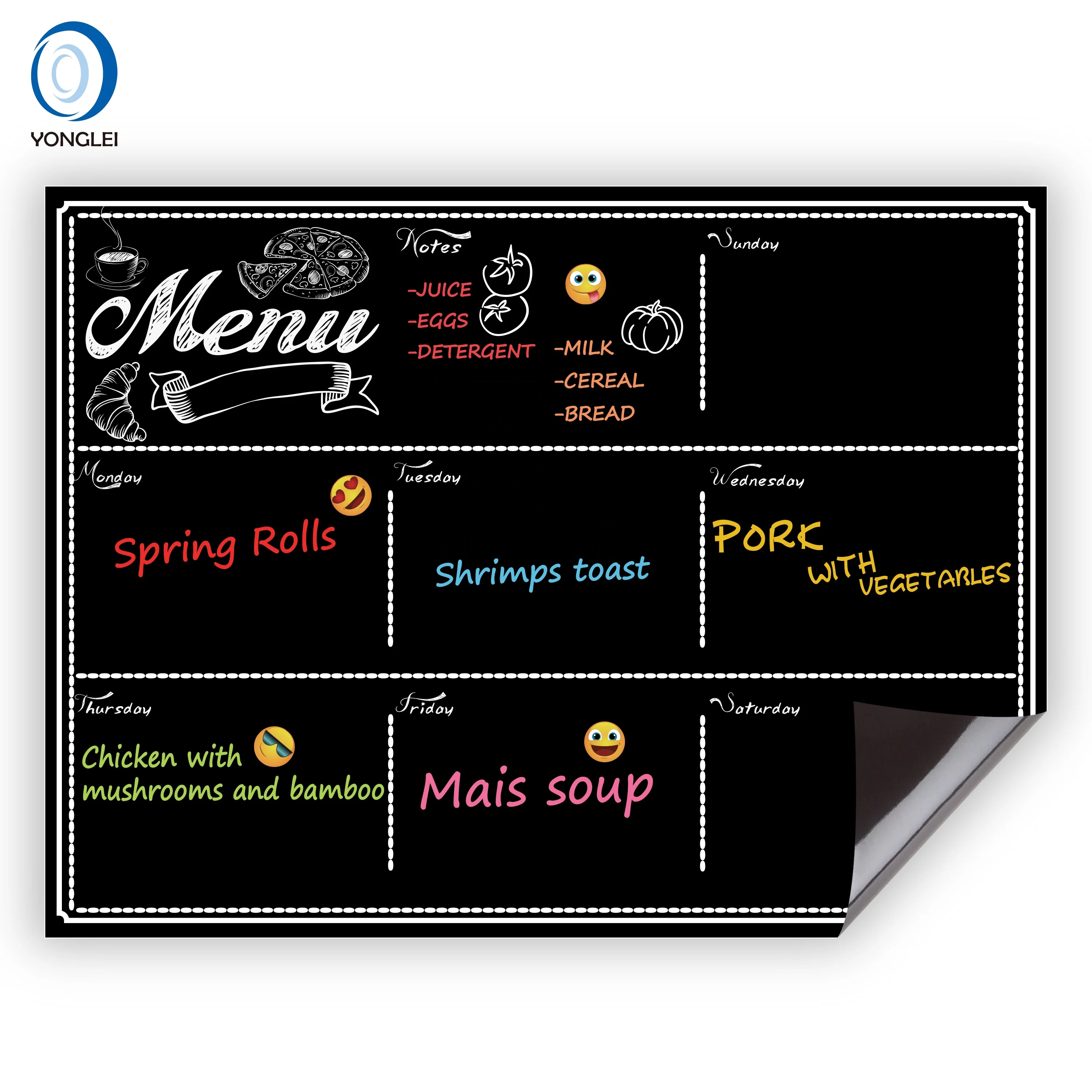 
9.8-1 Easy erasable refrigerator magnetic chalkboard weekly meal planner magnetic boards for kitchen 