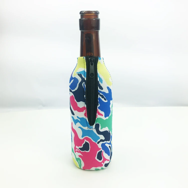 Customized 330ml Collapsible Insulated Neoprene Beer Bottle Cooler Bag