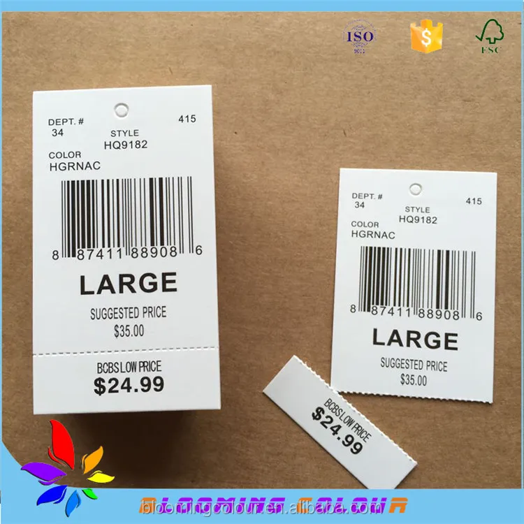 China custom made price tags for shoes and bags