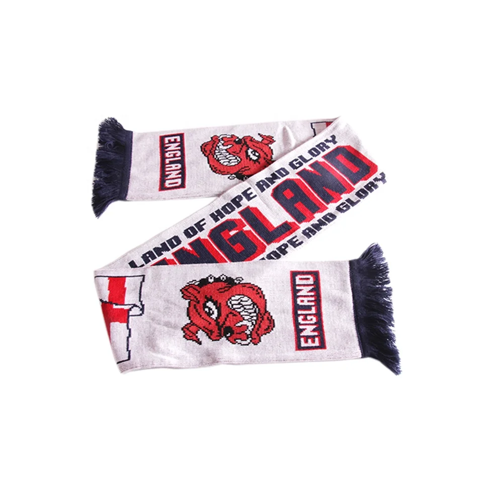 Wholesale acrylic England football sport custom woven scarf