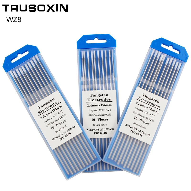 
WZ8 Tungsten Electrode Tig Rod 3.2MMx175mm White Head 0.8% Zirconiated Tungsten Electrode Welding Rod 
