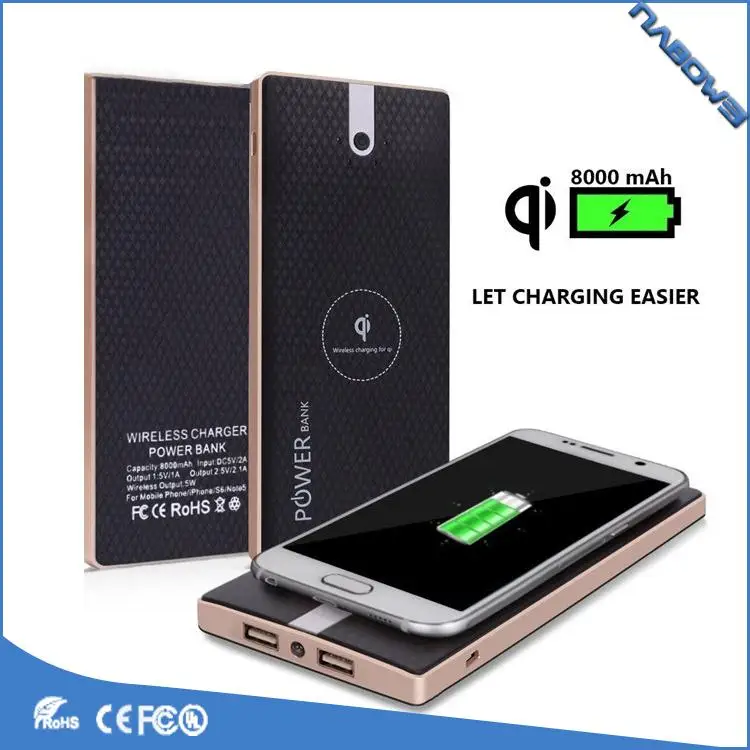 продукт высокой емкости 8000 мАч QI Wireless Power Bank/wireless power bank зарядное устройство для мобильных устройств